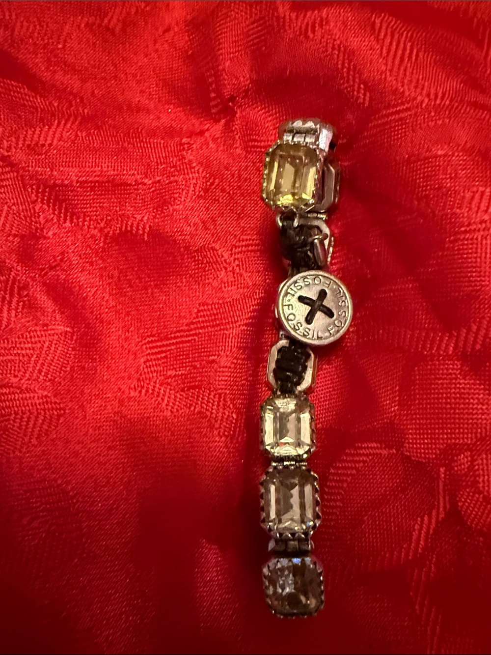 Fossil Silver-Tone Bracelet with Yellow stones